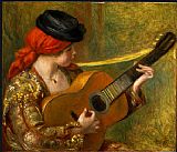 Guitar Canvas Paintings - Young Spanish Woman with a Guitar